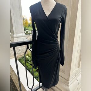 Versace NWT Black Bodycon Long Sleeve Dress with Gold Medusa Zipper (Size 38)